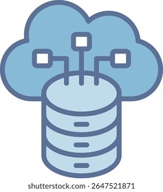 Icono de tono azul lleno de almacenamiento en la nube
