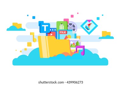 Cloud storage flat design