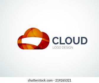 Cloud storage, flat design company logo, business symbol concept, minimal line style