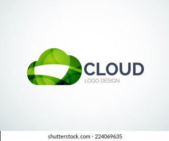 Cloud storage, flat design company logo, business symbol concept, minimal line style