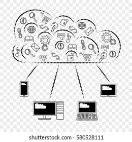 Cloud Storage;  flat illustration. Upload and download process.