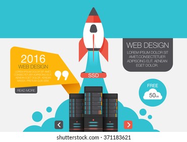 Cloud Storage in flat style, elements for mobile and web applications