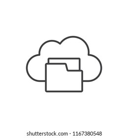 Cloud storage, folder line icon.