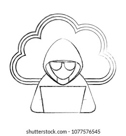 cloud storage and hacker laptop hacking technology