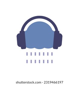 Almacenamiento en nube en auriculares. Ilustración vectorial.