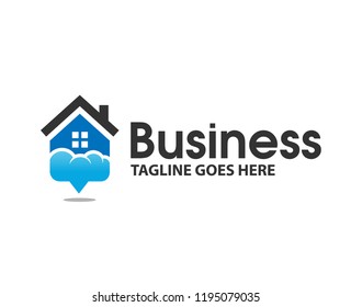 Cloud storage home vector logo. Cloud computing Vector isolated illustration