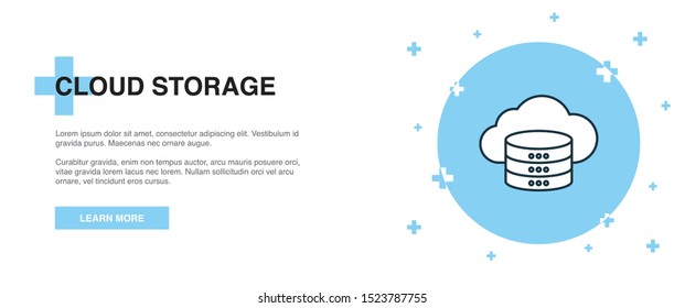 cloud storage icon, banner outline template concept. cloud storage line illustration