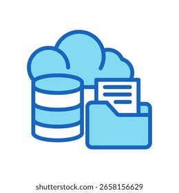 Icono de almacenamiento en la nube Ilustración vectorial de color azul