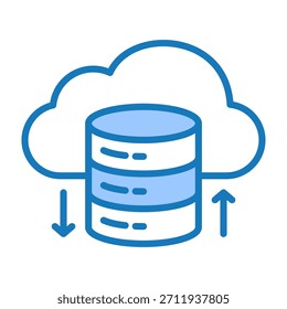 Icono de almacenamiento en la nube Ilustración vectorial de diseño de doble tono azul