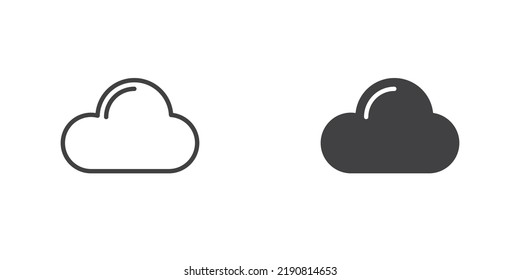 Cloud storage icon. Cloud computing line and glyph version, outline and filled vector sign. linear and full pictogram. Symbol, logo illustration. Different style icons set