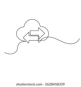 Cloud Storage  icon continuous one line drawing outline vector icon