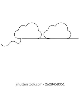 Cloud Storage  icon continuous one line drawing outline vector icon