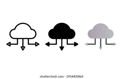 cloud storage icon, data distribution vector, icon set for technology with various icon styles