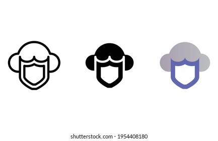 cloud storage icon, data security vector, icon set for technology with various icon styles