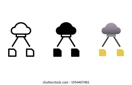 cloud storage icon, data storage vector, icon set for technology with various icon styles
