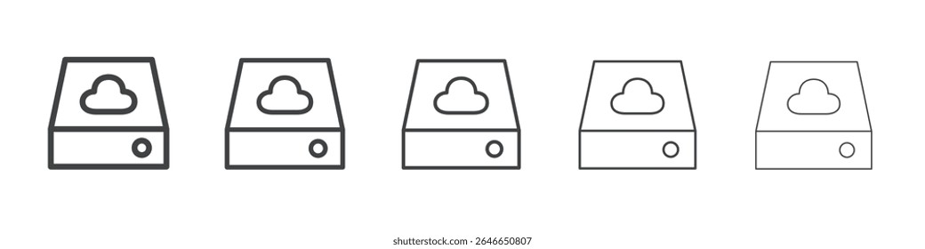 Cloud storage icon flat simple outline logo