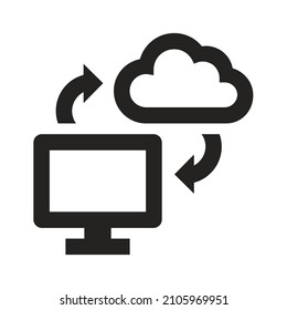 cloud storage icon illustration, file transfer, electronics, technology. Solid icons, glyphs are perfect for logos, websites, businesses, applications, apps and more.