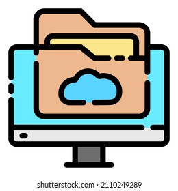 Cloud storage icon illustration filled line icon 