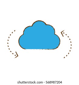 cloud storage icon image sketch style vector illustration design 