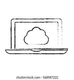 cloud storage icon image sketch style vector illustration design 