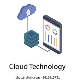 
Cloud storage icon in isometric design.
