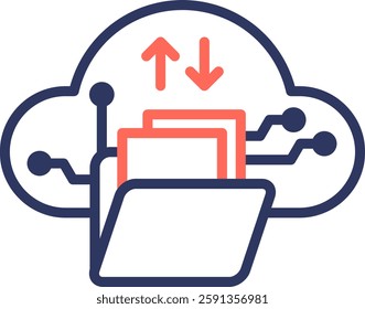 Cloud Storage Icon Line Color Vector Illustration