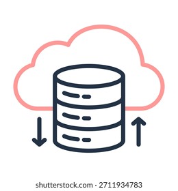 Ilustración vectorial de diseño de color de línea de icono de almacenamiento en la nube