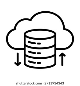 Ilustración vectorial de diseño de línea de íconos de almacenamiento en la nube