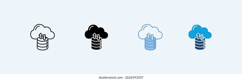 Cloud Storage icon line glyph blue illustration concept
