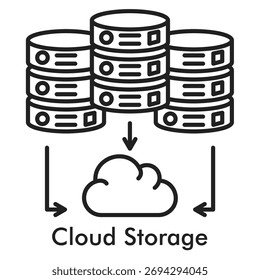 Cloud Storage Icon in Line Style. Vector Illustration for Data Backup and Online Database Concept