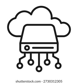 Ilustración vectorial de línea de iconos de almacenamiento en la nube