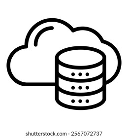 Cloud Storage Icon Lineal Style Vector Illustration