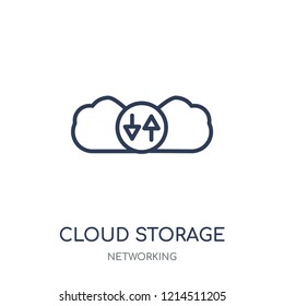Cloud storage icon. Cloud storage linear symbol design from Networking collection. Simple outline element vector illustration on white background.
