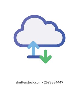 Icono de almacenamiento en la nube Diseño mínimo, Símbolo de copia de seguridad de datos en la nube, Icono de computación en la nube segura, Ilustración de Descarga de Cargar en la nube