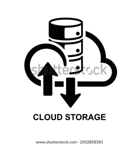 Cloud storage icon. Cloud Storage is a mode of computer data storage in which digital data is stored on servers in off-site locations