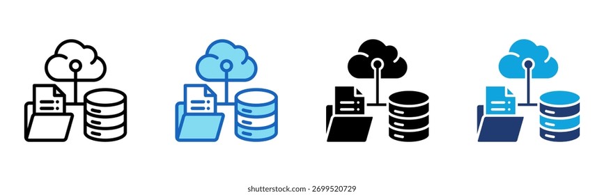 Ilustração de Vetor de Vários Estilos de Ícone de Armazenamento em Nuvem
