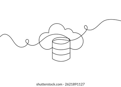 Ícone de armazenamento em nuvem desenho de uma linha ilustração vetor contorno minimalista isolado no branco