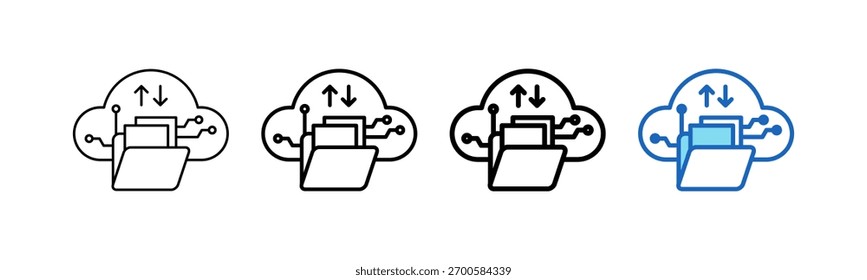 Ilustración vectorial de estilo de contorno de icono de almacenamiento en la nube