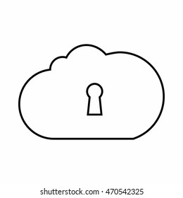 Cloud storage icon in outline style isolated on white background. Database symbol