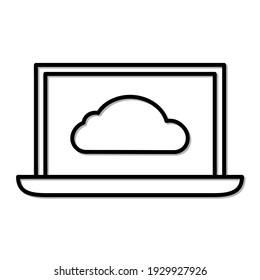 Icono de almacenamiento en la nube. Pictograma para copia de seguridad en la pantalla del dispositivo. Aislado sobre fondo blanco.