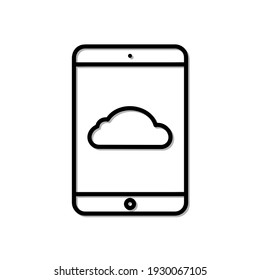Cloud storage icon. Pictogram for backup in the device screen. Isolated on white background.