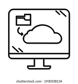 Cloud storage icon. Pictogram for backup in the device screen. Isolated on white background.