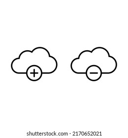 Cloud storage icon with plus and minus