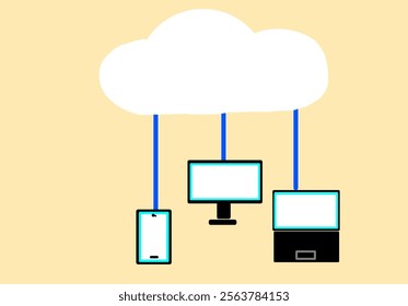 Cloud storage icon. It seamlessly integrates with devices like smartphones, laptops, and computers, enabling easy synchronization and backup of files