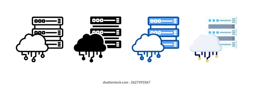 Cloud storage icon set bundle. Multi style icon collection perfect for websites, apps, and presentations. Simple vector icon collection