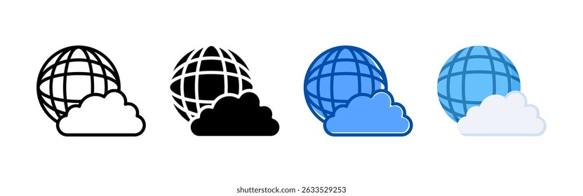 Cloud storage icon set bundle. Multi style icon collection perfect for websites, apps, and presentations. Simple vector icon collection
