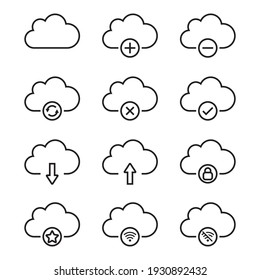 Cloud storage icon set on white background