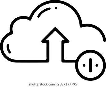 Cloud Storage Icon with Tiny Upload Arrow