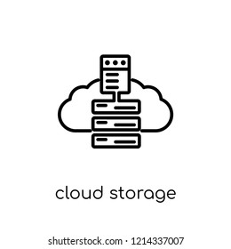 Cloud storage icon. Trendy modern flat linear vector Cloud storage icon on white background from thin line Internet Security and Networking collection, editable outline stroke vector illustration