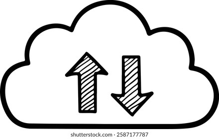 Cloud Storage Icon with Upload and Download Arrows